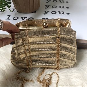 Zara gold leather bag Cris body bag